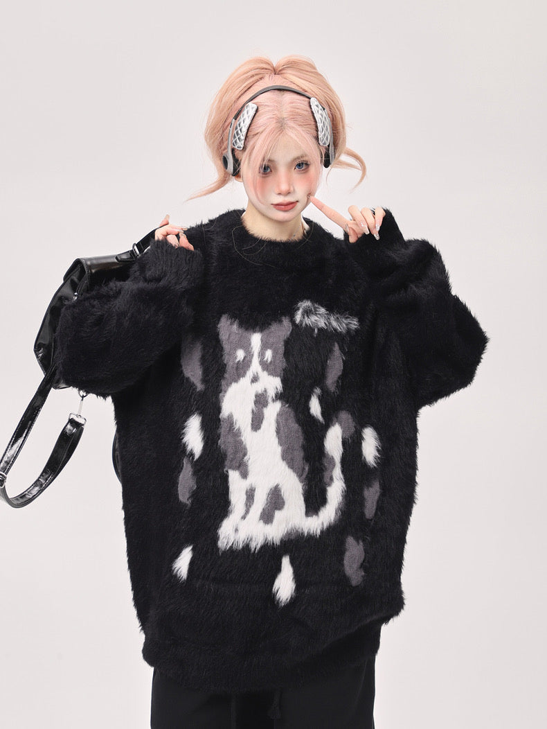 [Ant Studio] 2024 new Japanese style kitten cat velvet sweater for women long-sleeved sweatshirt