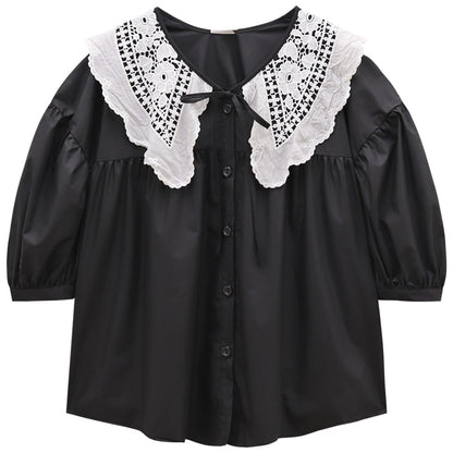 Age-reducing Hollow Lace Embroidery Doll Collar Tie Shirt