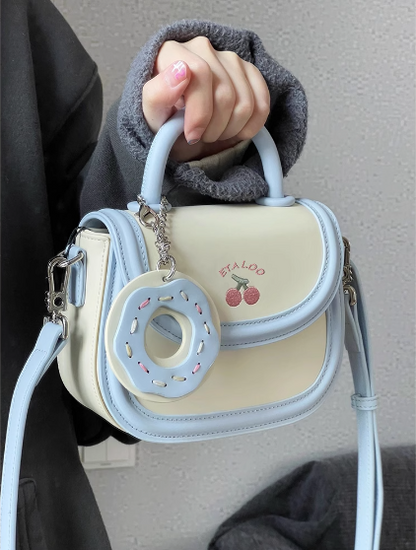 new bag cute junior high school student saddle bag Japanese biscuit off-white portable shoulder Messenger bag female spring