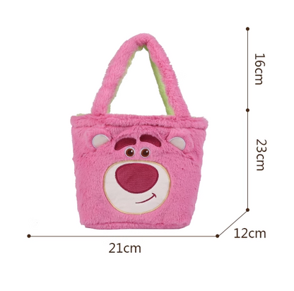 Strawberry bear children's bag autumn and winter new double-sided reversible parent-child handbag fashion cartoon cute hand bag