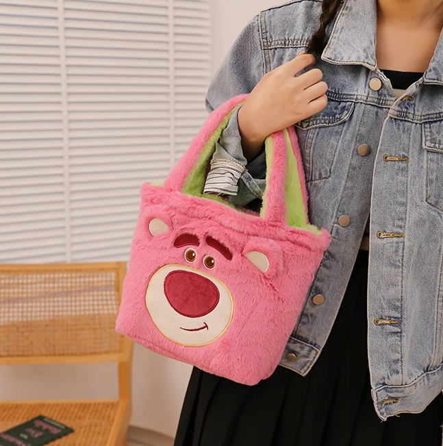 Strawberry bear children's bag autumn and winter new double-sided reversible parent-child handbag fashion cartoon cute hand bag