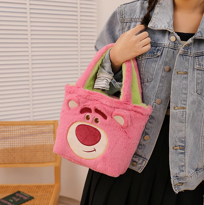 Strawberry bear children's bag autumn and winter new double-sided reversible parent-child handbag fashion cartoon cute hand bag