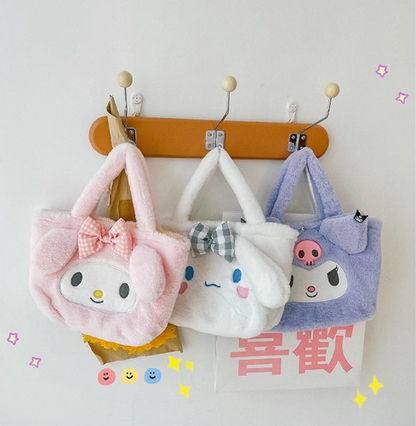 Winter student cartoon cinnamon kuromi Melody cute plush bag 2023 new girl handbag