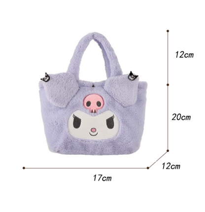 Winter student cartoon cinnamon kuromi Melody cute plush bag 2023 new girl handbag