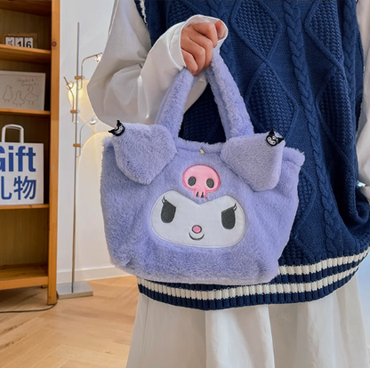 Winter student cartoon cinnamon kuromi Melody cute plush bag 2023 new girl handbag