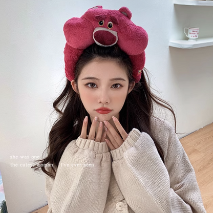 Strawberry bear headband female face wash makeup headdress