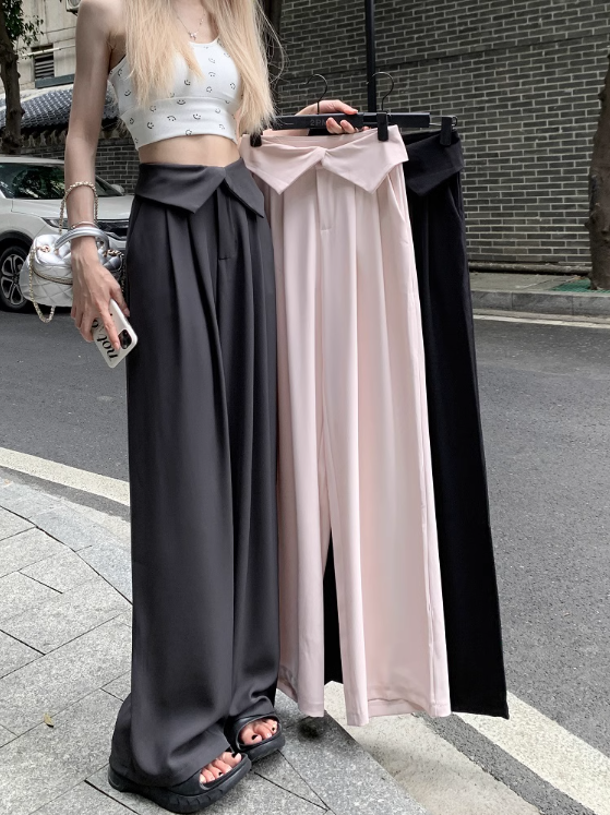 Design chic high waist casual pants women's summer 2023 new Korean version of the pleated drape suit floor mopping trousers