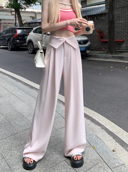 Design chic high waist casual pants women's summer 2023 new Korean version of the pleated drape suit floor mopping trousers