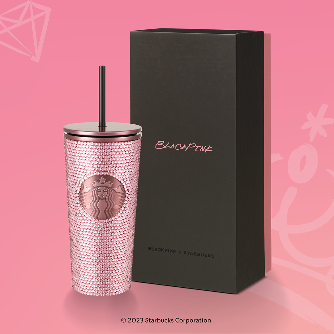 LIMITED EDITION BLACKPINK x STARBUCK RHINESTONES CUP 16OZ 100% AUTHENTIC VIETNAMESE TAG FULL BILL FULL BOX FULL BAG COMES WITH A CROW TOPPER