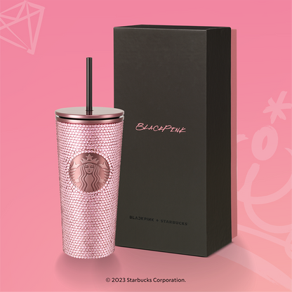 LIMITED EDITION BLACKPINK x STARBUCK RHINESTONES CUP 16OZ 100% AUTHENTIC VIETNAMESE TAG FULL BILL FULL BOX FULL BAG COMES WITH A CROW TOPPER