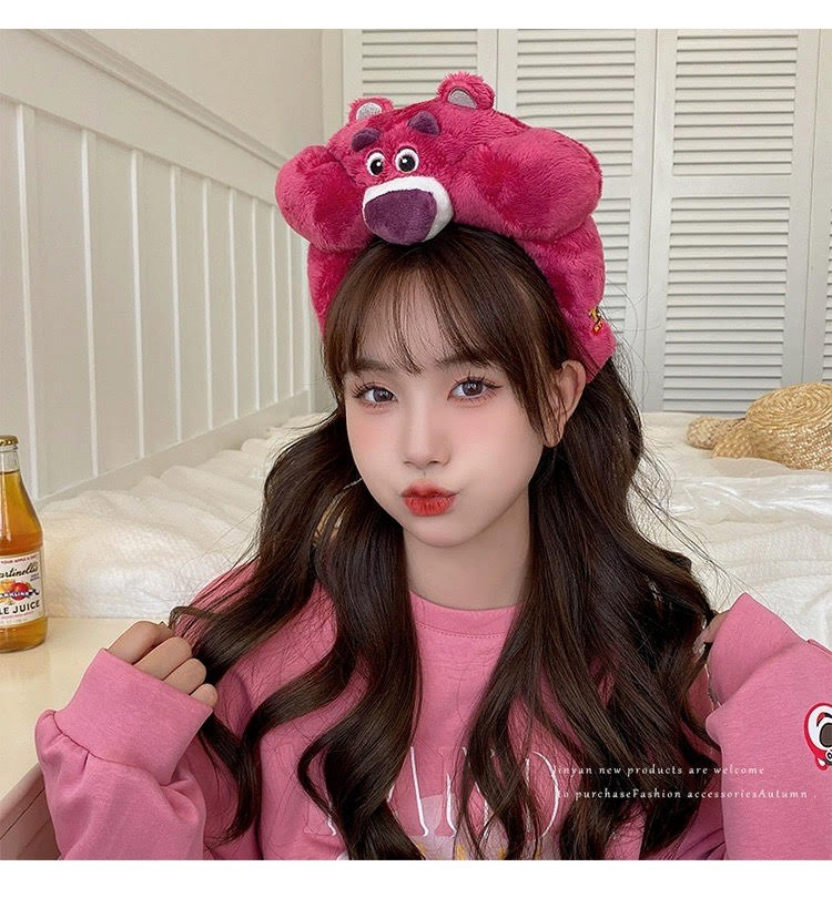 Strawberry bear headband female face wash makeup headdress