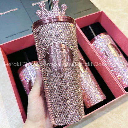 LIMITED EDITION BLACKPINK x STARBUCK RHINESTONES CUP 16OZ 100% AUTHENTIC VIETNAMESE TAG FULL BILL FULL BOX FULL BAG COMES WITH A CROW TOPPER