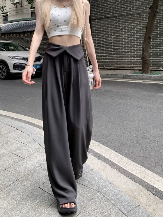 Design chic high waist casual pants women's summer 2023 new Korean version of the pleated drape suit floor mopping trousers